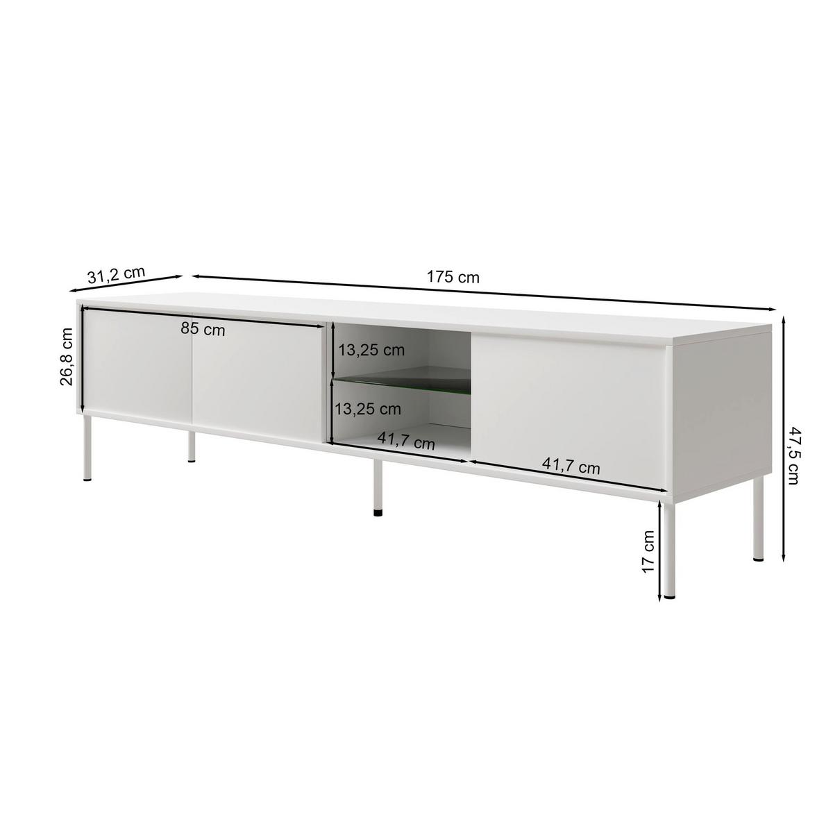 TV-SCHRANK Modivi Holzoptik Eiche 175 cm - Eichefarben/Schwarz, Holzwerkstoff/Metall (175/47.5/31.2cm) - Selsey
