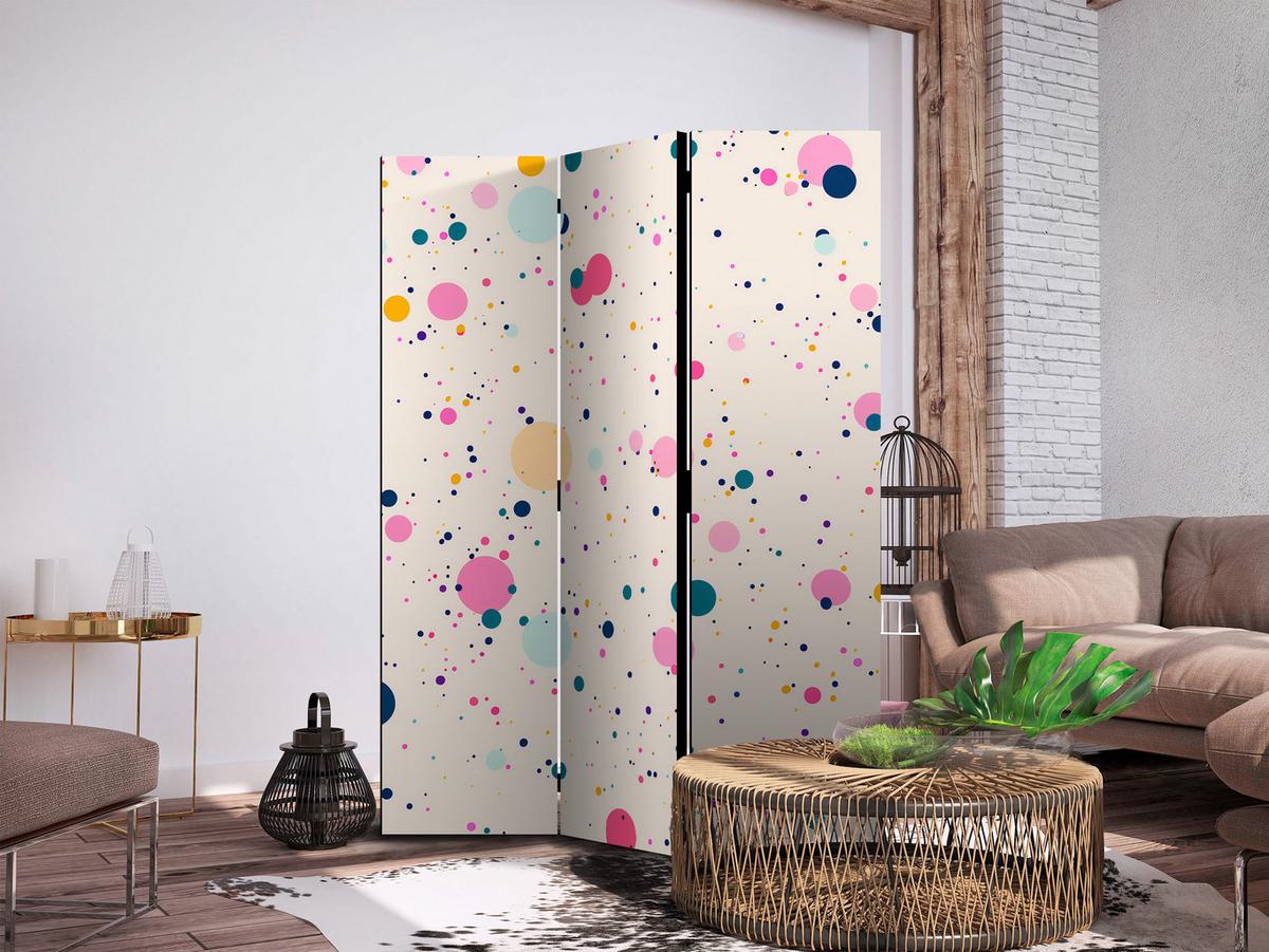 PARAVENT Beidseitig Bedruckter 3-tlg 135x172 cm abstrakte Flecken und Kleckse - Multicolor, Holz/Textil (135/172/3cm) - Muralo
