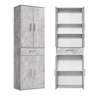 MEHRZWECKSCHRANK Der Praktische - Weiß/Grau, Holzwerkstoff (60/180/34cm) - Mokebo