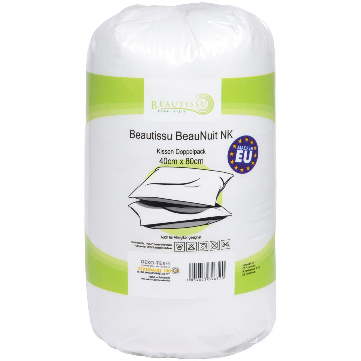 KOPFKISSEN BeauNuit NK 80/80cm - Weiß, Textil (80/80cm) - Beautissu 