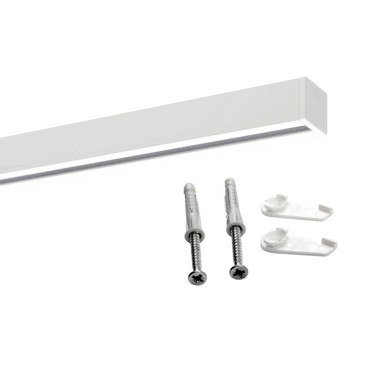 GARDINENSCHIENE auf Maß 1-lauf Deckenmontage Square 220cm - Weiß, Metall (220cm) - Deco-Raum