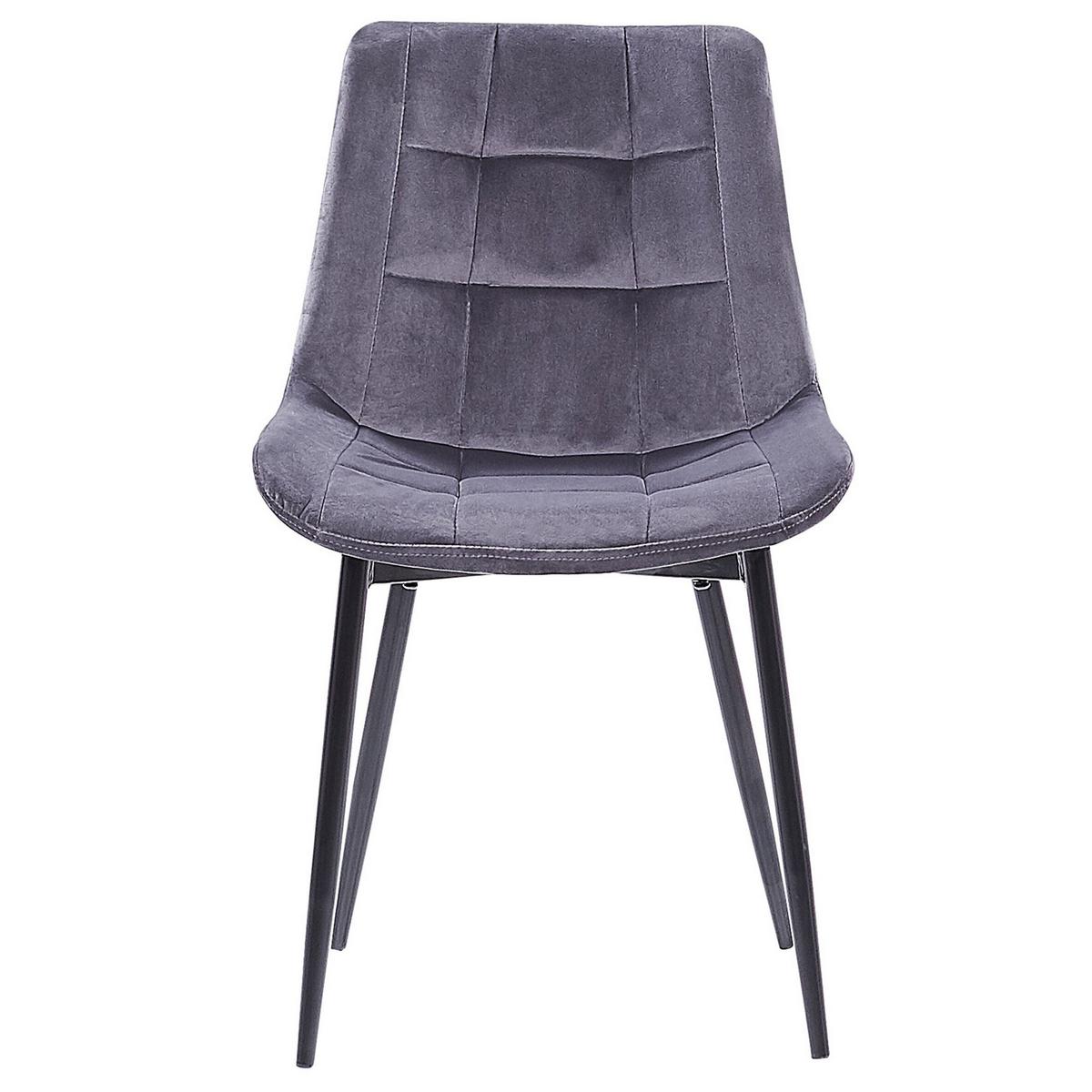 ESSZIMMERSTUHL 2er-Set Samtstoff Grau Melrose - Grau, Textil/Metall (51/82/59cm) - Beliani
