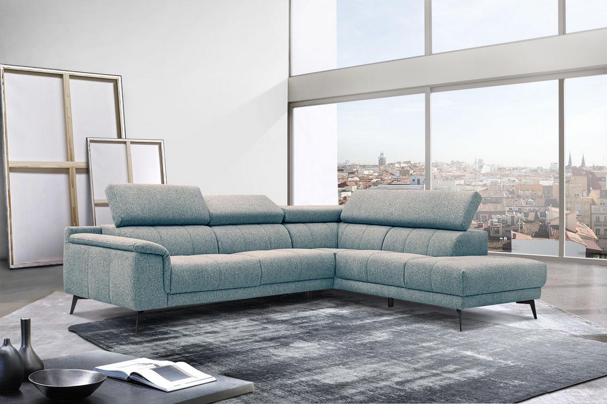 ECKSOFA FIERO 5-Sitzer, mintgrün - Schwarz/Mintgrün, Holzwerkstoff/Textil (269/158cm) - Wozimo