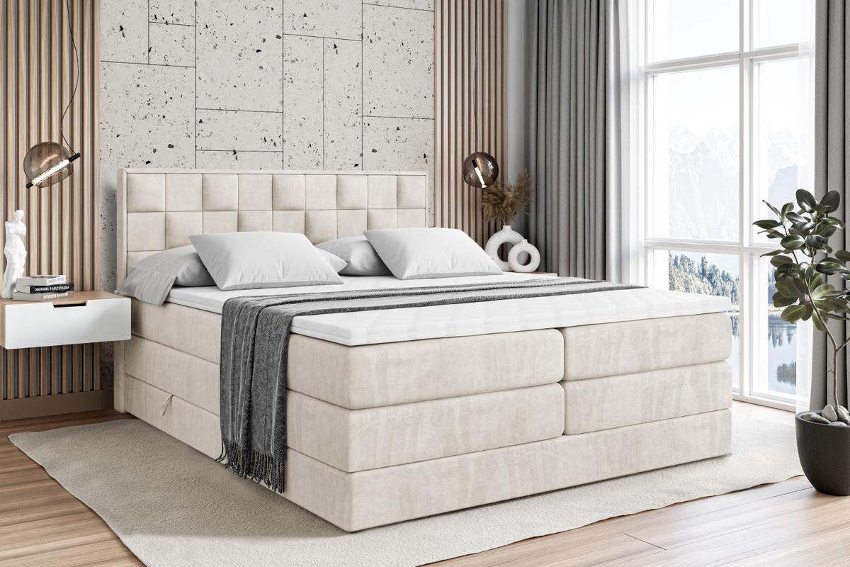 BOXSPRINGBETT ZAFIRA-BZ KING - 140 x 200 - H3/H4 - Ecru - Ecru, Holzwerkstoff (140/200cm) - ALTDECOR