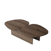 COUCHTISCH mit doppelter Platte in organischer Form 125/60/38 cm - Naturfarben, Holzwerkstoff (10/60/38cm) - Calicosy