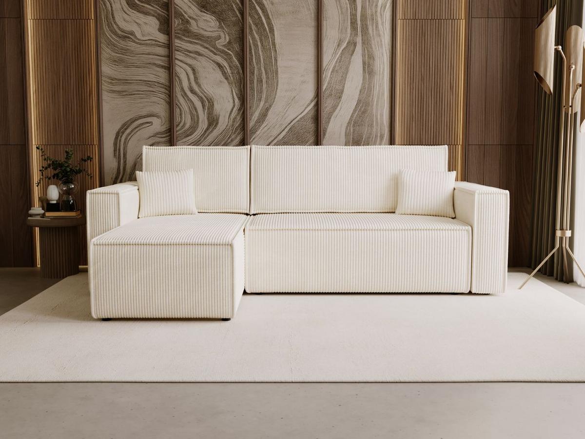 ECKSOFA Prato L Beige - Beige/Schwarz, Holz/Textil (253/145cm) - Graingold