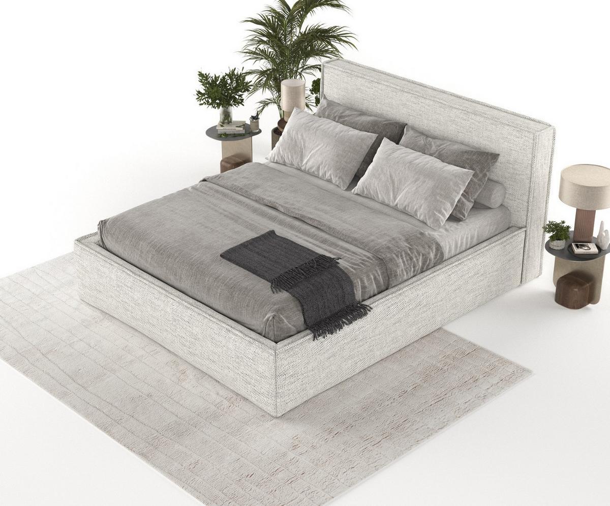 POLSTERBETT Sato mit Stauraum 120/200 cm Hellgrau im Modesto Stoff - Hellgrau/Schwarz, Holz/Holzwerkstoff (120/200cm) - AltaBeds