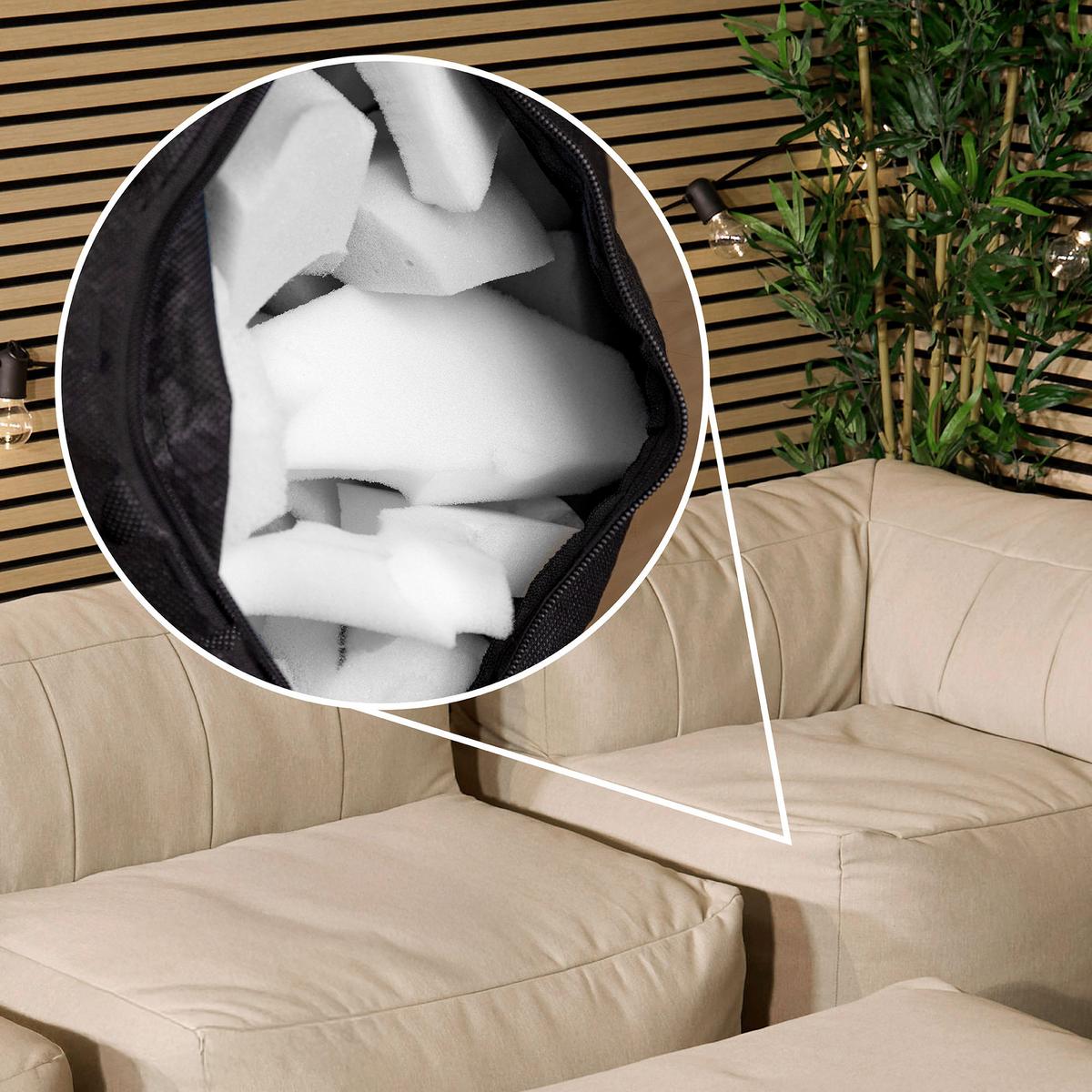 SITZSACK-SOFA Outdoor 4-tlg.: Ecksessel, 2 Sessel, Fußstütze - Beige, Textil (365/68/100cm) - icon