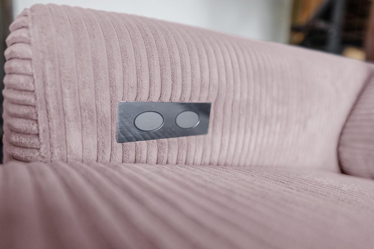 ECKSOFA LAISKA Pink Cord Relaxfunktion - Schwarz/Rosa, Textil/Metall (282/177cm) - KAWOLA
