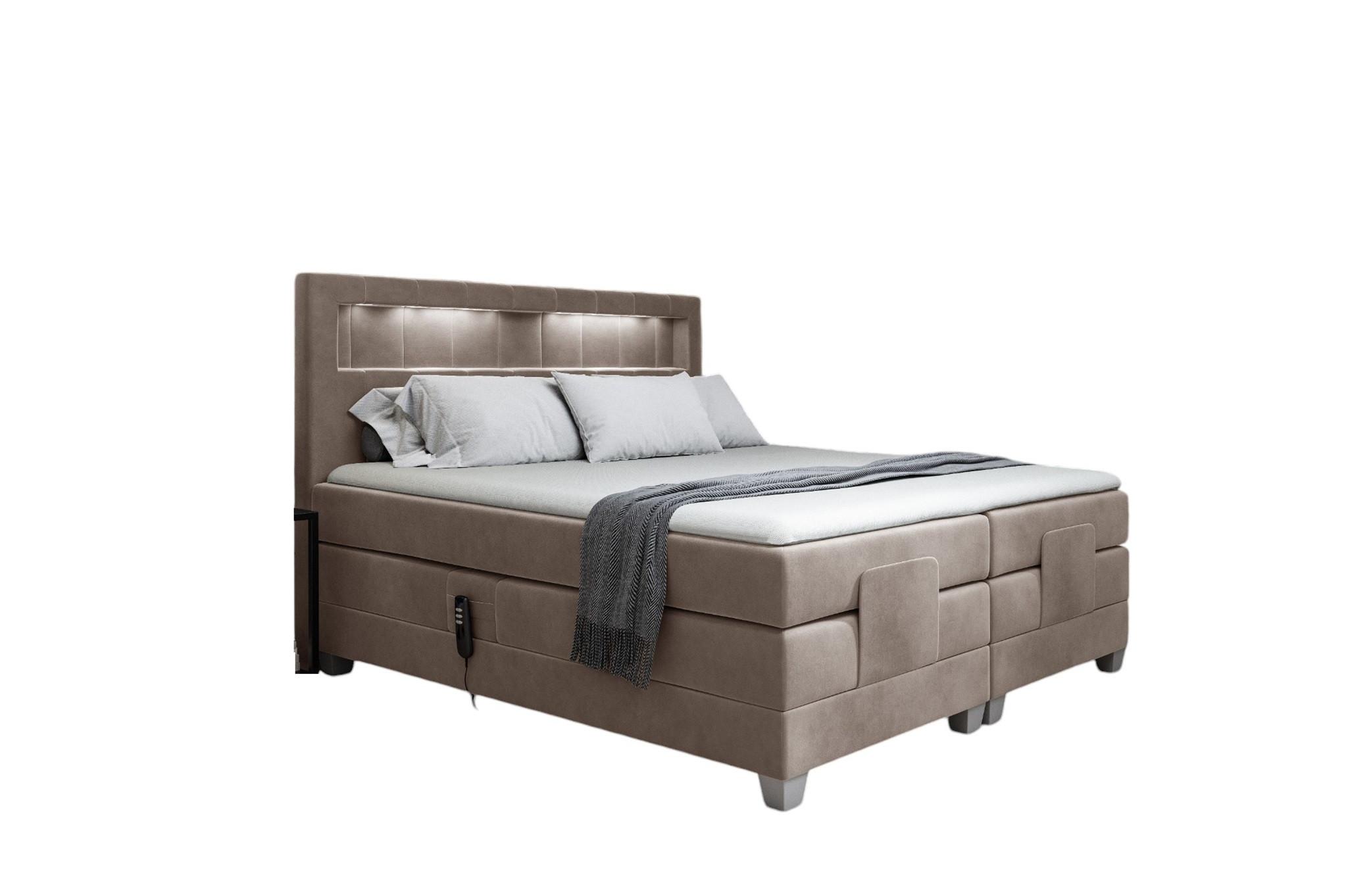 BOXSPRINGBETT Elektrisch Davide - Graubraun, Holzwerkstoff/Textil (120/200cm) - Fun Möbel