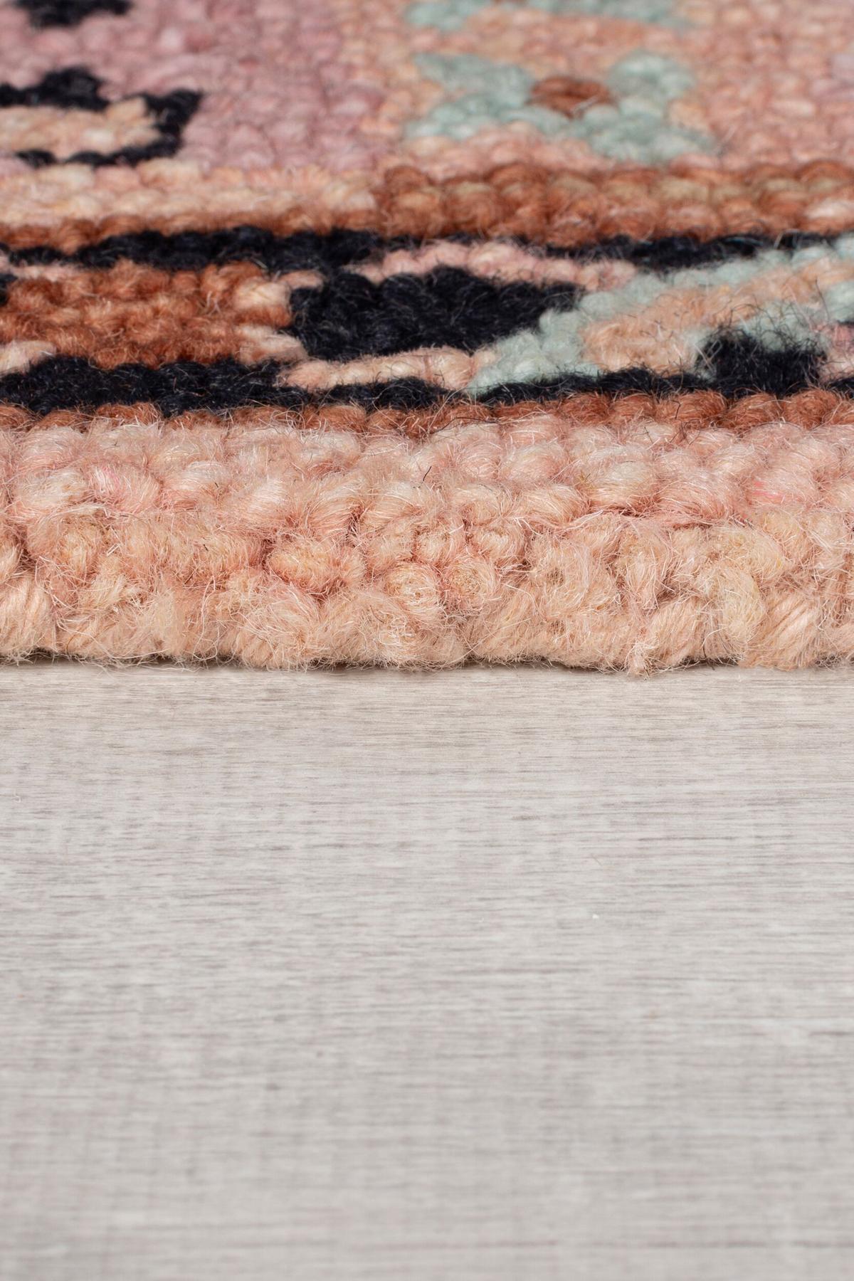 WOLLTEPPICH SOAR, mit Traditionelles Blumenmuster, Rosa-Schwarz, 160 x 230 cm - Rosa, Textil (230/160cm) - KADIMA DESIGN