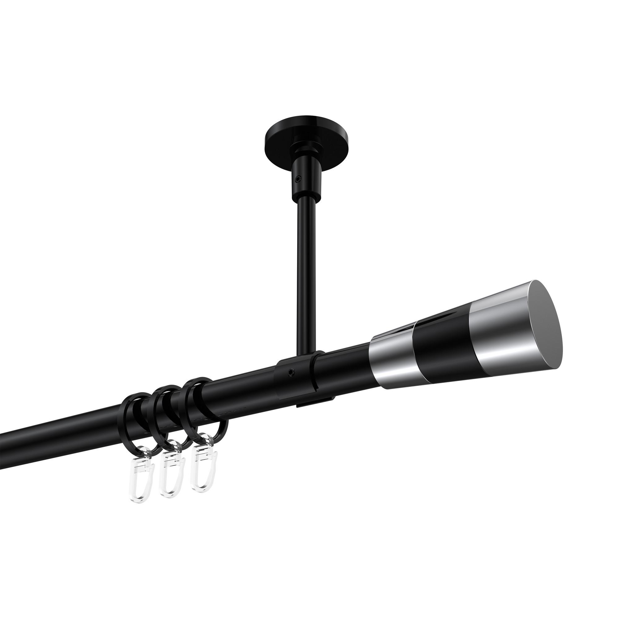 GARDINENSTANGE Sonette Tanara 100 cm, 1-läufig, 20 mm Ø Schwarz - Chromfarben/Schwarz, Metall (100cm) - INTERDECO