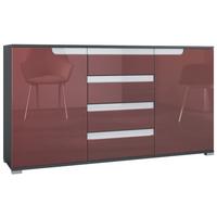 SIDEBOARD Sylt Bordeaux Hochglanz / Weiß Hochglanz - Bordeaux, Holzwerkstoff (138.5/75.5/35cm) - Vladon