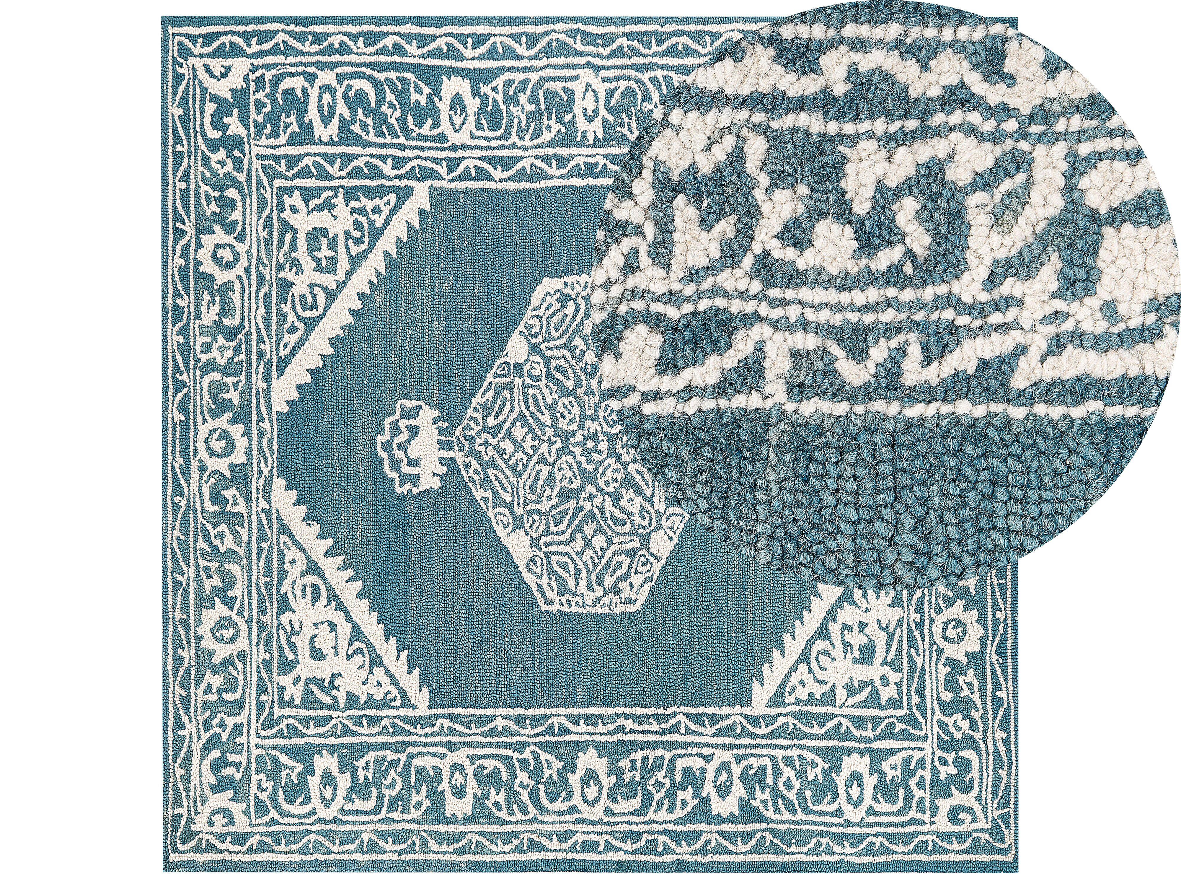 KURZFLOR-TEPPICH Gevas 200/200 cm - Blau, Textil (200/200cm) - Beliani