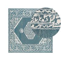 KURZFLOR-TEPPICH Gevas 200/200 cm - Blau, Textil (200/200cm) - Beliani