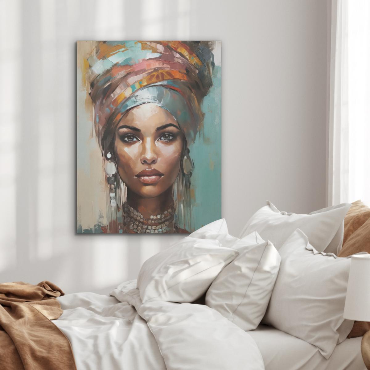 AKUSTIKBILD Frau - Kunst - Schmuck - Porträt Wandbilder 60x80 cm - Blaugrau, Kunststoff (60/80/0.9cm) - MuchoWow