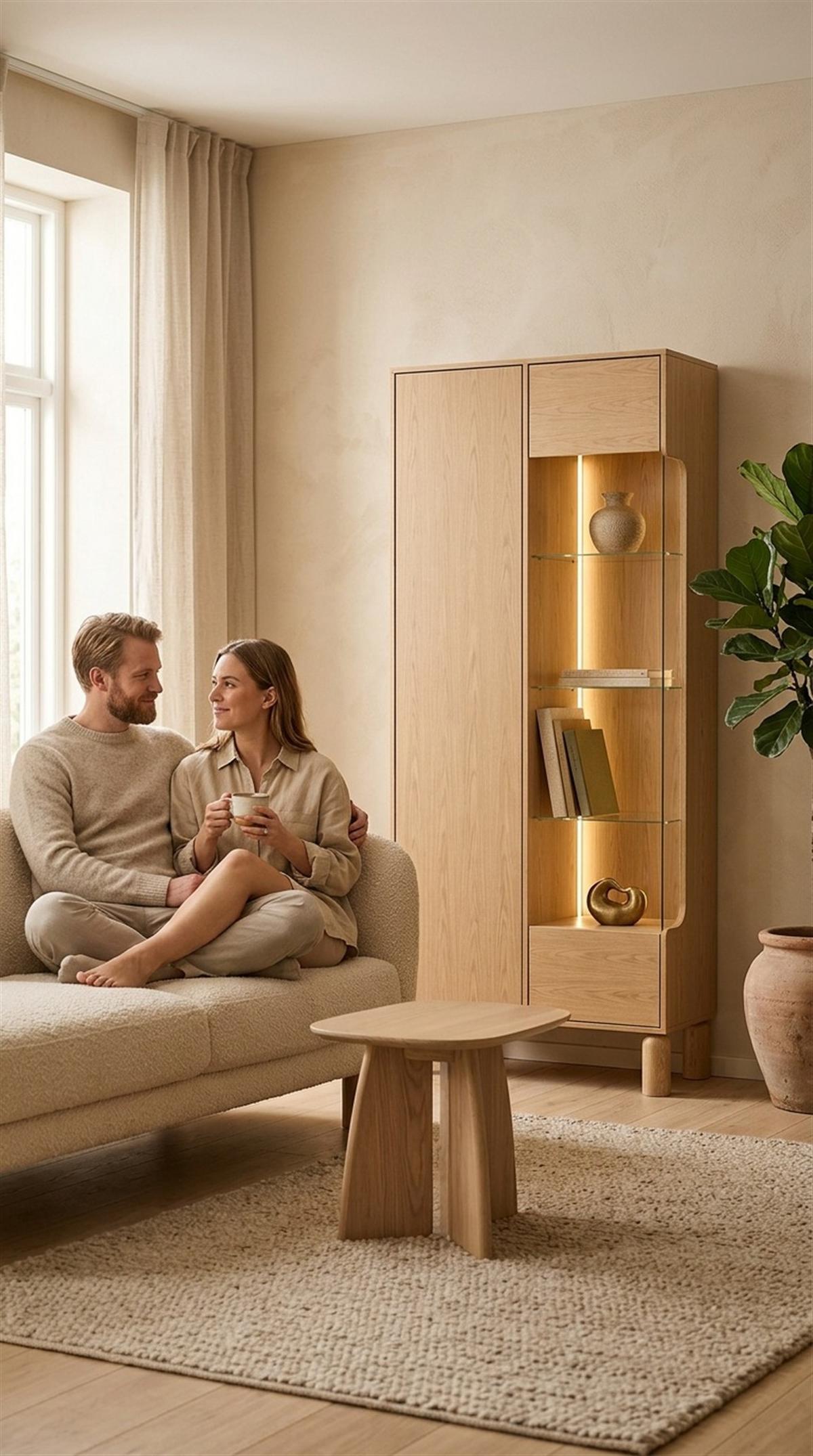 VITRINE SABBIA 197/89 cm in Eichefarben - Braun, Holzwerkstoff (89/197/40.6cm) - MASSENO