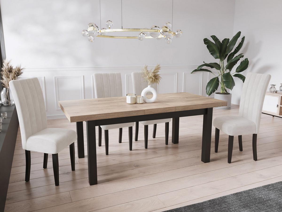 ESSTISCH Gemini rechteckig ausziehbar, Sonoma Eiche 120-160/80/78 cm - Schwarz/Sonoma Eiche, Holz/Holzwerkstoff (80/160/78cm) - WFL GROUP