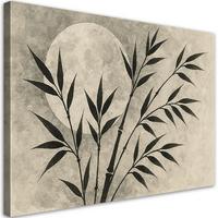 LEINWANDBILD Bambus Minimalismus Monochromatisch Mond 120x80cm - Grau, Textil (120/80cm) - Feeby