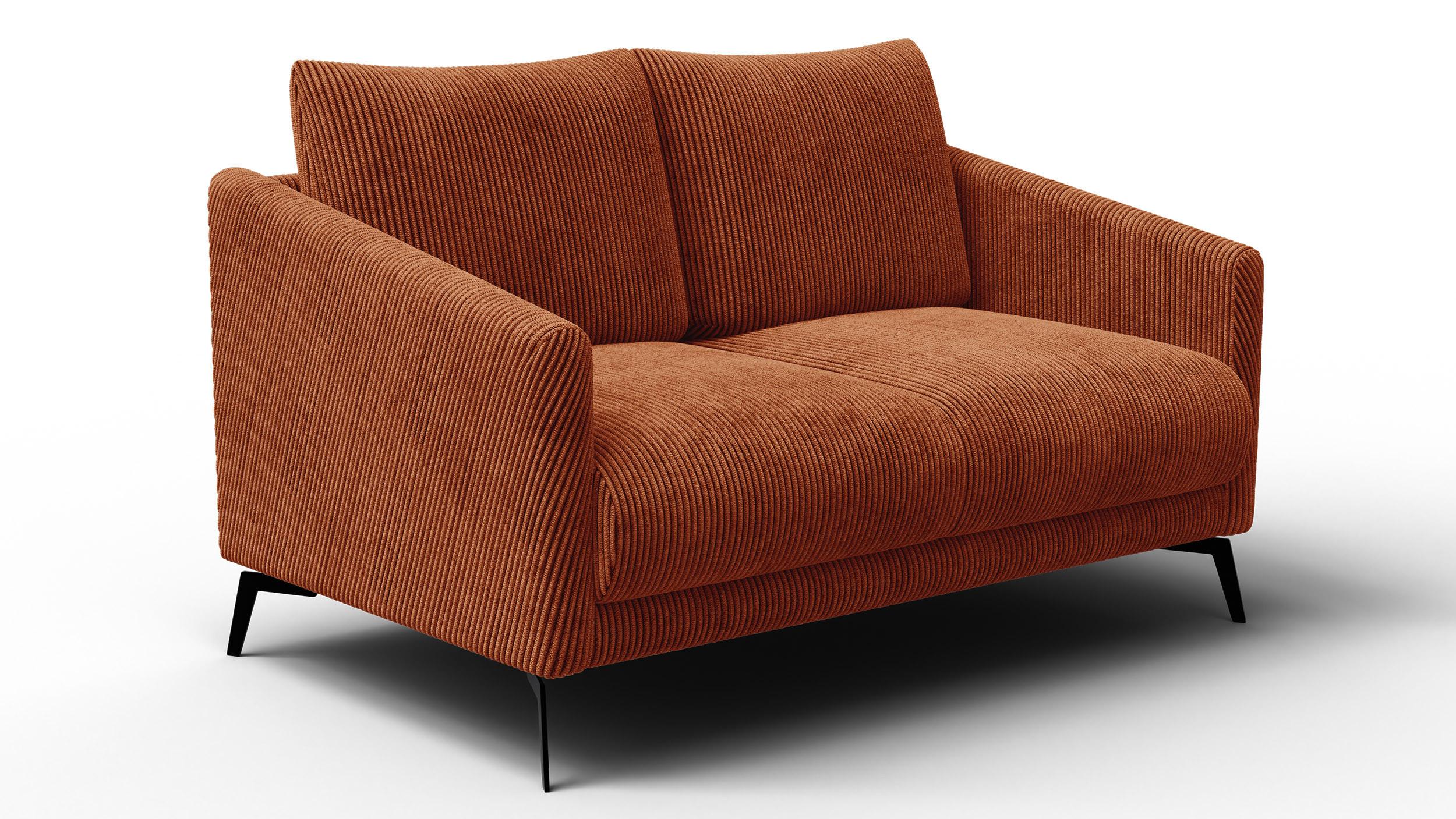 SOFA VILT 2-Sitzer, orange - Schwarz/Orange, Holzwerkstoff/Textil (142/89/94cm) - Wozimo