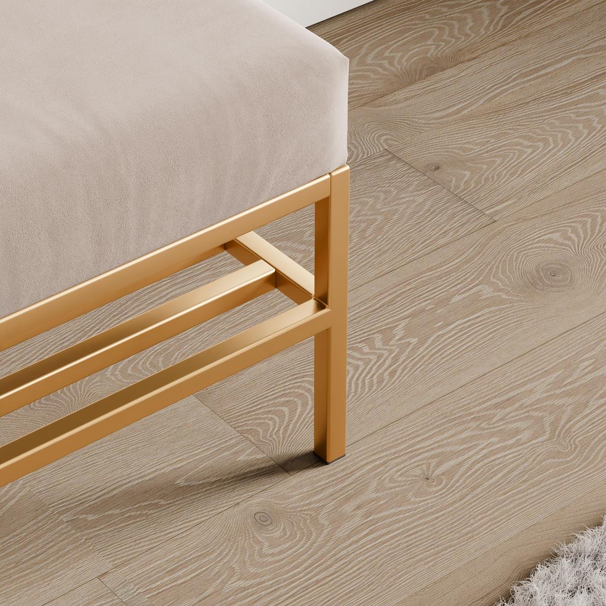 POLSTERBANK STEP 100 cm Gold / Beige ,Metallgestell - Beige, Textil/Metall (100/45/35cm) - Idohome
