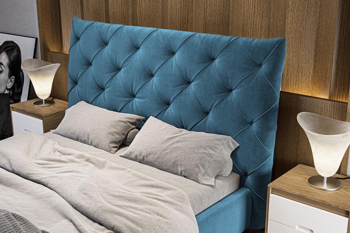 POLSTERBETT ANNY Petrol Velvet - Petrol, Textil (160/200cm) - KAWOLA