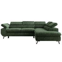 ECKSOFA PABLO L Dunkelgrün Schenille grob gewebt - Rechts Seite - Dunkelgrün/Schwarz, Textil/Metall (273/208cm) - MKS
