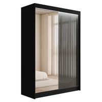 KLEIDERSCHRANK VESLI mit LED - 120 cm - Schwarz|Grau - Schwarz/Grau, Holzwerkstoff (120/215/61cm) - ALTDECOR