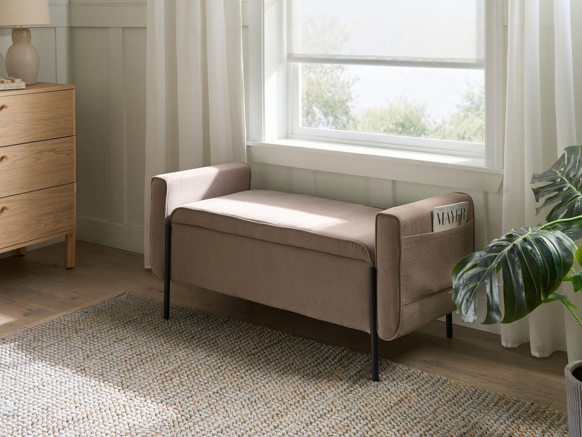 SITZBANK Beige Lewes - Beige/Schwarz, Textil (114/55/50cm) - Beliani