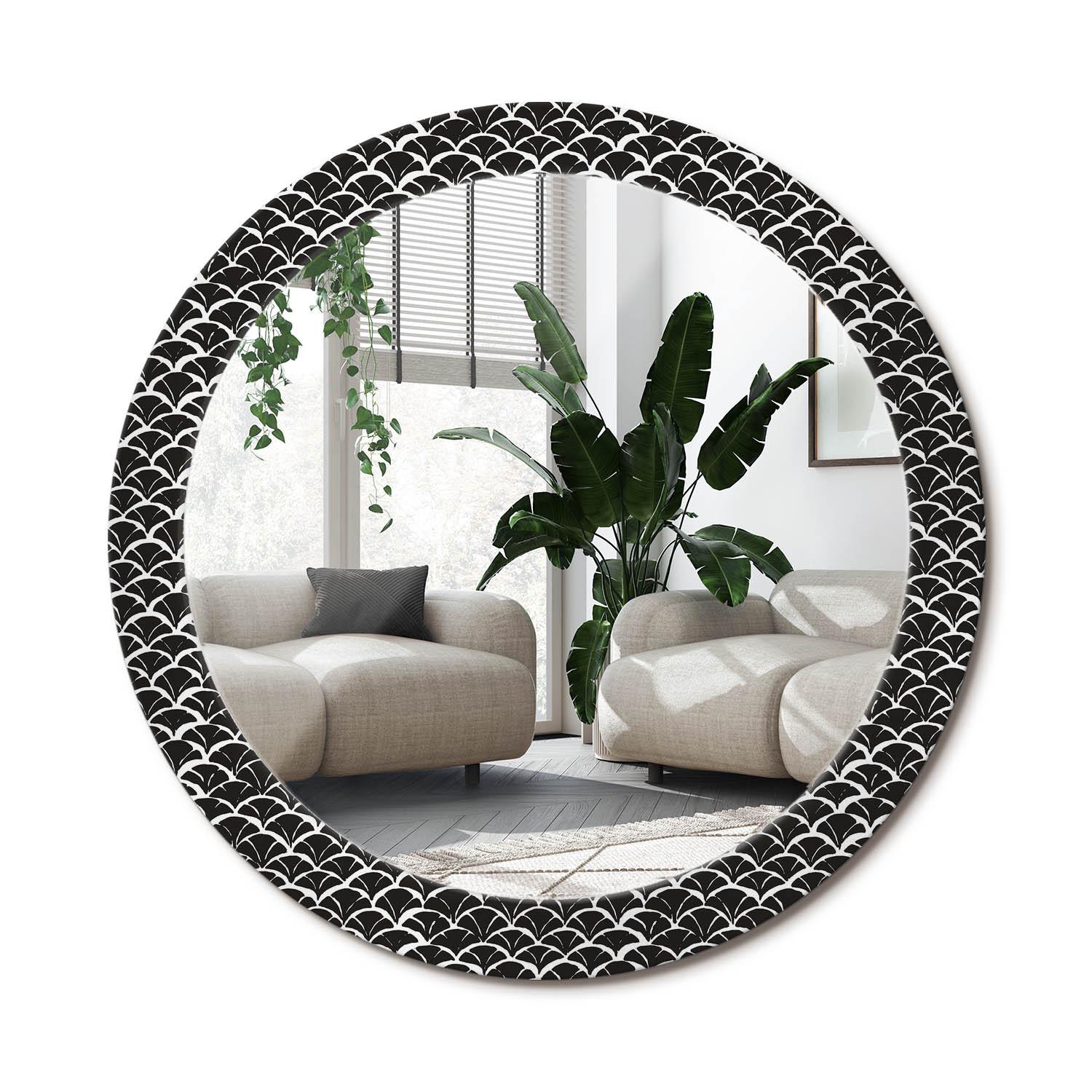 SPIEGEL Rund Ø 80 cm mit Aufdruck - Schwarz, Glas (80/80/0.4cm) - Wallfluent