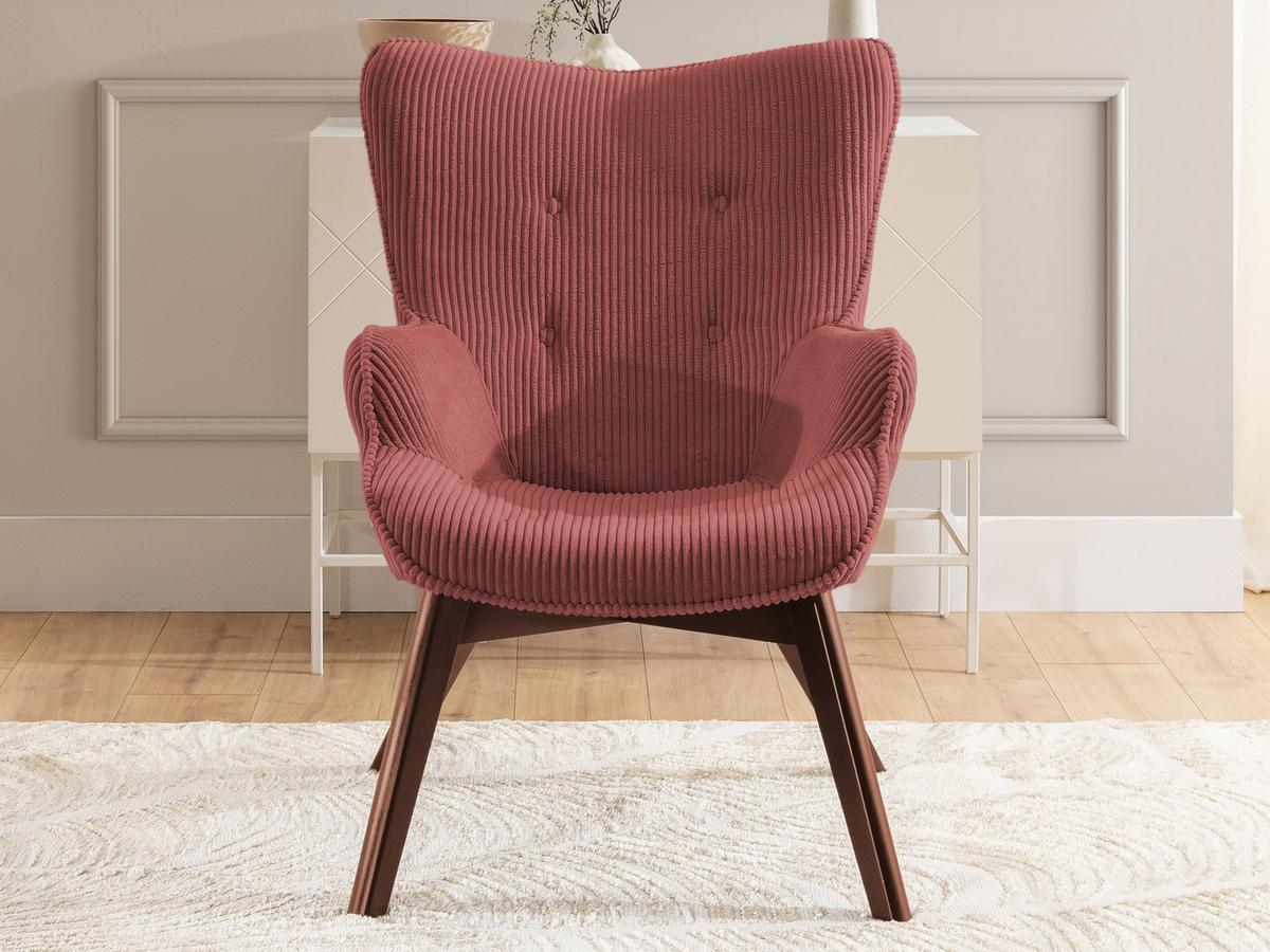 LOUNGESESSEL mit Fußhocker Lenari Terrakotta Cordstoff mit Füßen in Braun - Terracotta/Braun, Holz/Textil (71/96/86cm) - S-Style Möbel
