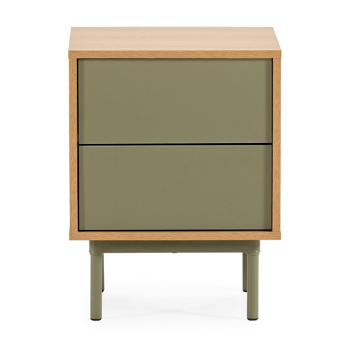 NACHTTISCH Cuzco 2 schubladen Eichenfarbe/grün - Grün, Holzwerkstoff (40/52/40cm) - VS Venta-stock