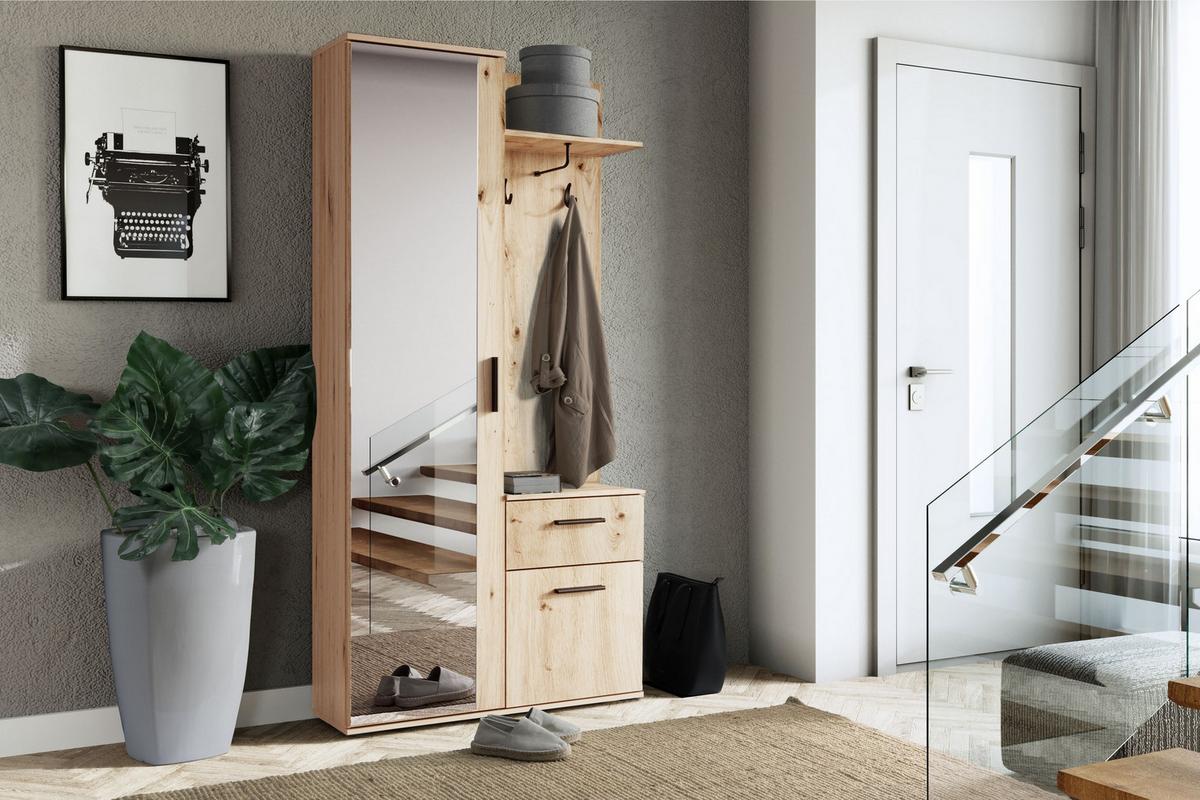 GARDEROBENSCHRANK RAMO 97/195/30 Modern Garderobenschrank Eiche Artisan - Eiche Artisan, Holzwerkstoff (97/195/30cm) - MASSENO