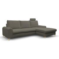 ECKSOFA VERONA R-S Grau Geflochtener Stoff mit Schlaffunktion - Grau, Holz (251/164cm) - MASSENO