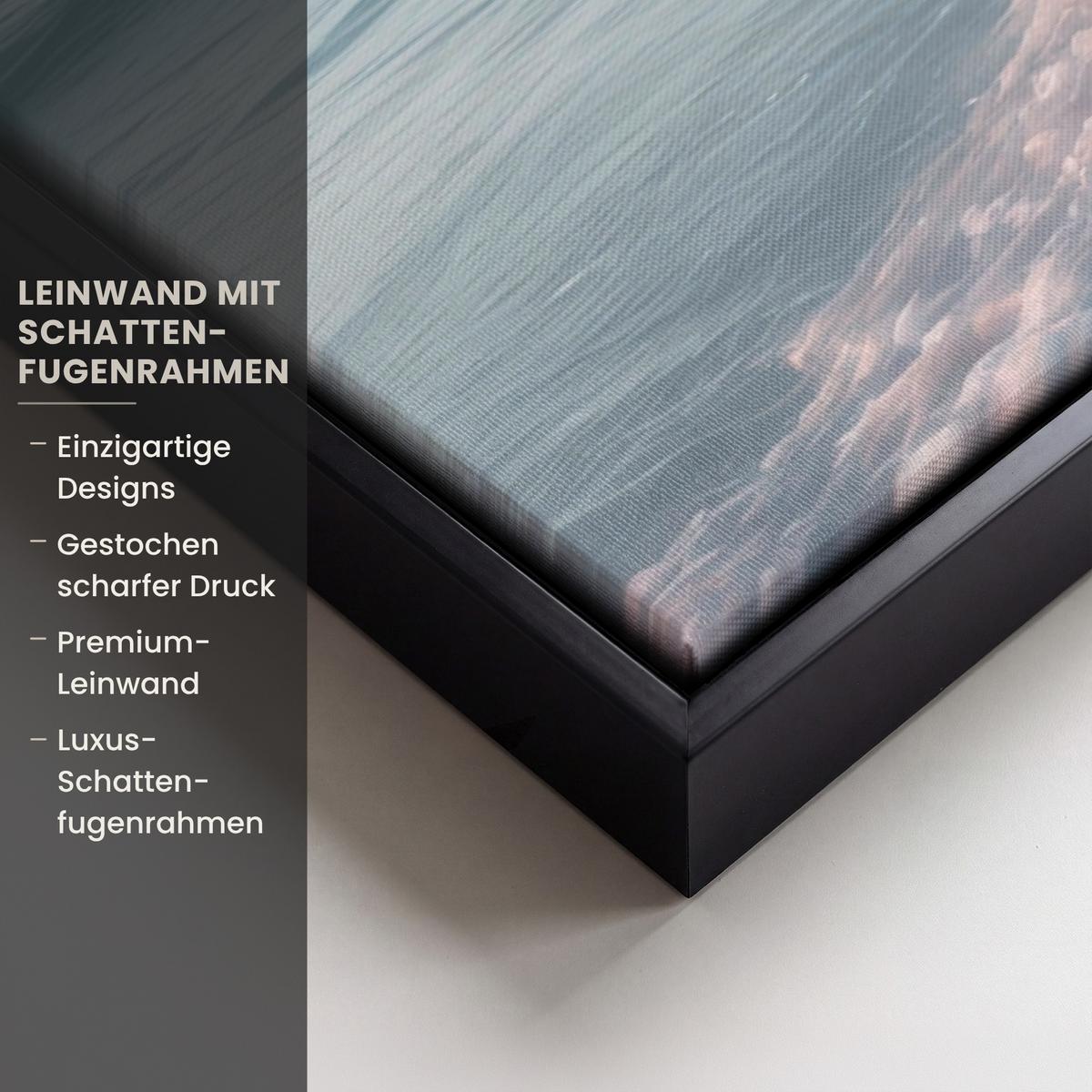 LEINWAND Bilder mit Rahmen - Küstenlinie - Pastell - Wasser - 60x40 - Pastellblau, Textil (60/40cm) - MuchoWow