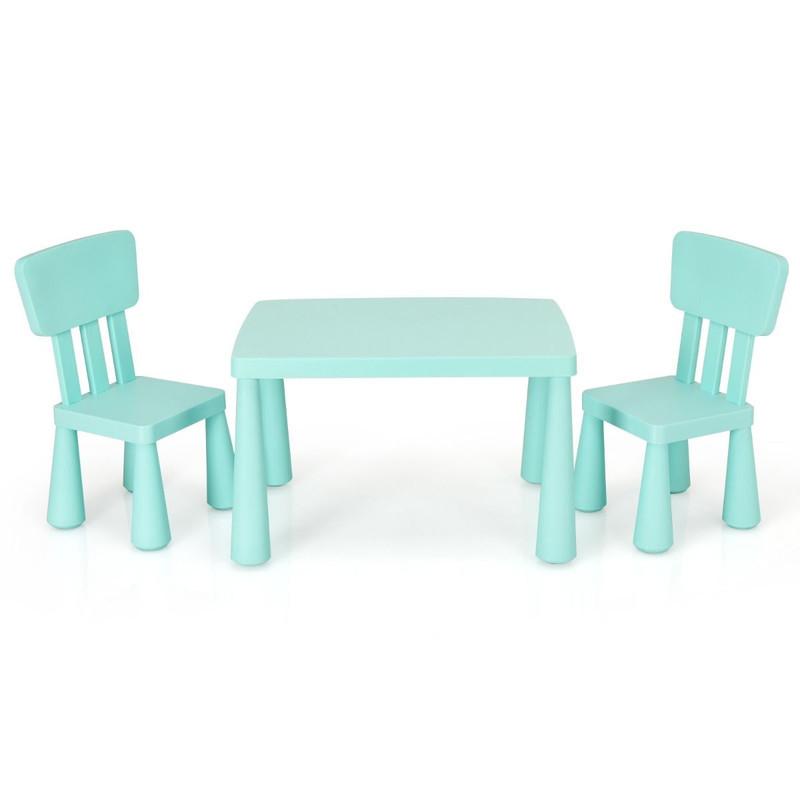 KINDERTISCH mit 2 Stühlen grün(3-tlg) - Grün, Kunststoff (76.5/49.5/54.5cm) - COSTWAY