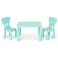 KINDERTISCH mit 2 Stühlen grün(3-tlg) - Grün, Kunststoff (76.5/49.5/54.5cm) - COSTWAY