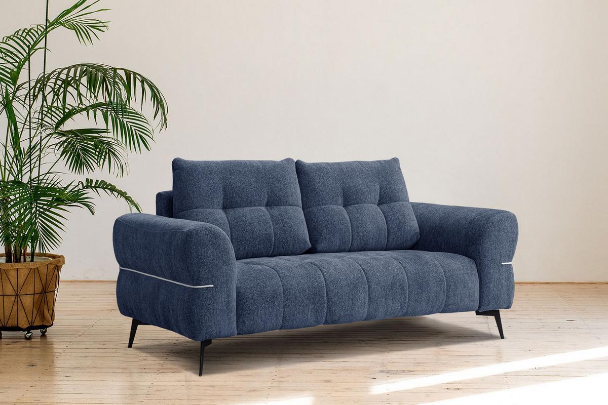 SOFA SALVINI 2,5-Sitzer, dunkelblau - Schwarz/Dunkelblau, Holzwerkstoff/Textil (176/88/99cm) - Wozimo