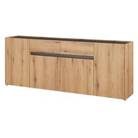 SIDEBOARD Evoke Eiche mit Grau, 4-türige Kommode 223 x 87 cm - Eichefarben/Silberfarben, Holzwerkstoff/Kunststoff (312/198/42cm) - Furn.Design