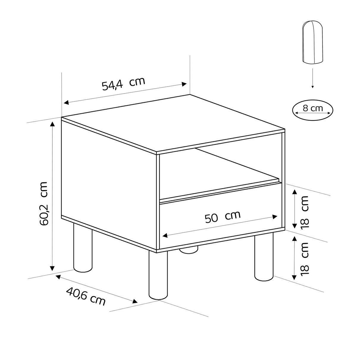 NACHTTISCH SENA - Naturfarben, Holzwerkstoff (54.4/60.2/40.6cm) - Idohome