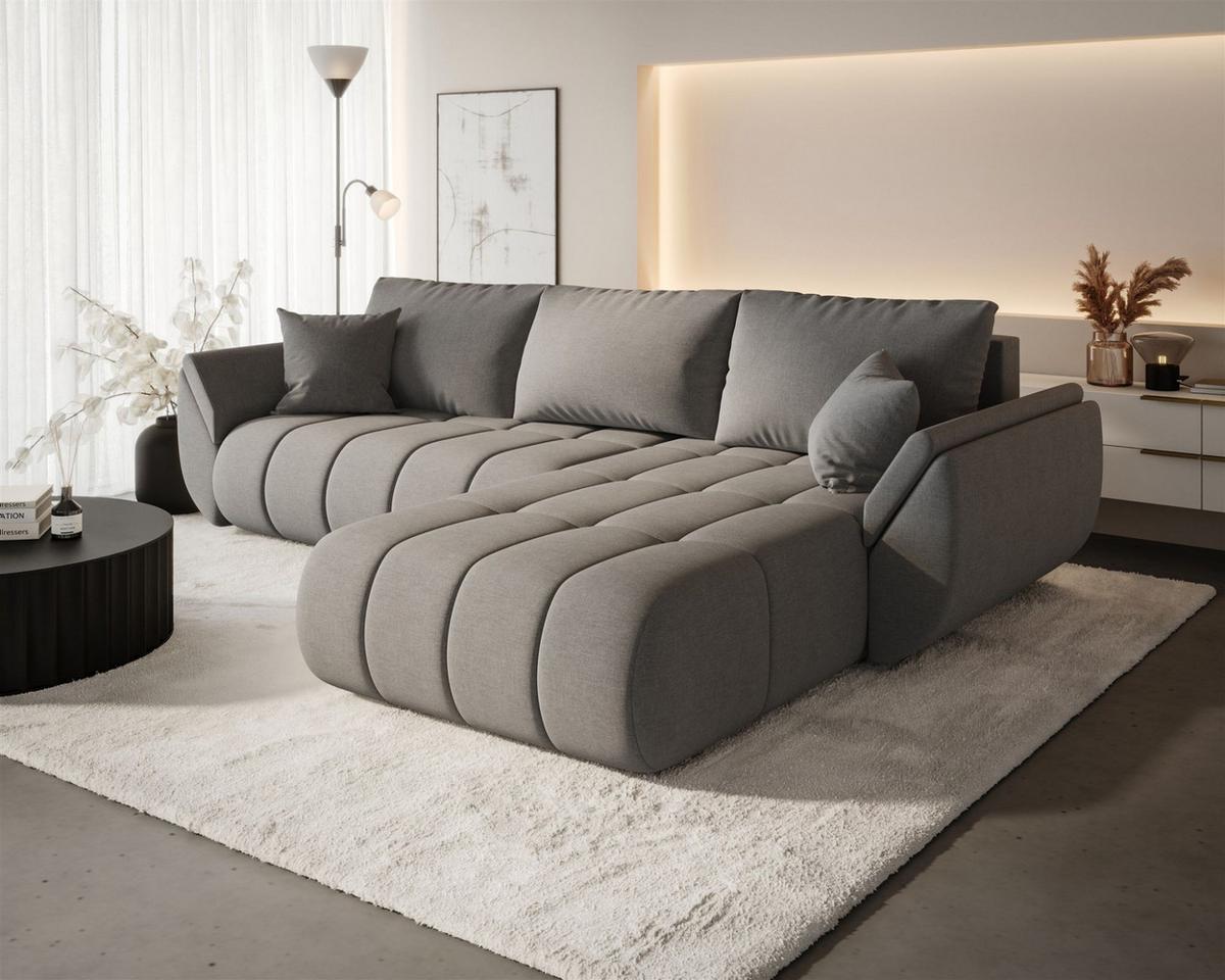 ECKSOFA Misato In Wind - Graubraun, Holzwerkstoff/Textil (280/175cm) - Fun Möbel