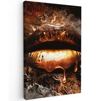 LEINWANDBILD Gold - Lippen - Kunst - Gold - Luxus - Abstrakt Deko Groß 90x140 cm - Kupferfarben, Textil (90/140cm) - MuchoWow