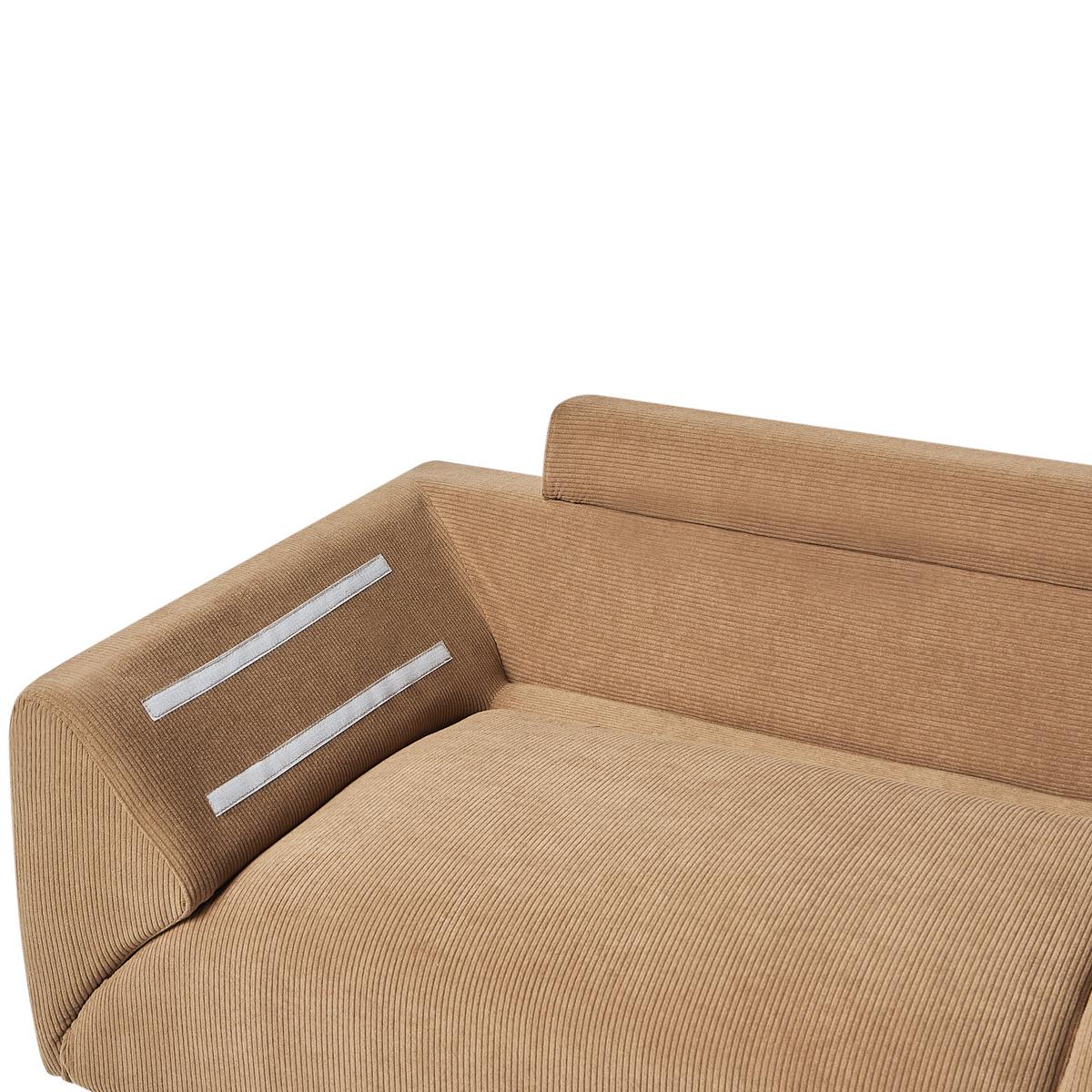 ECKSOFA 4-Sitzer Cord Braun linksseitig Lunner - Schwarz/Braun, Textil (266/180cm) - Beliani