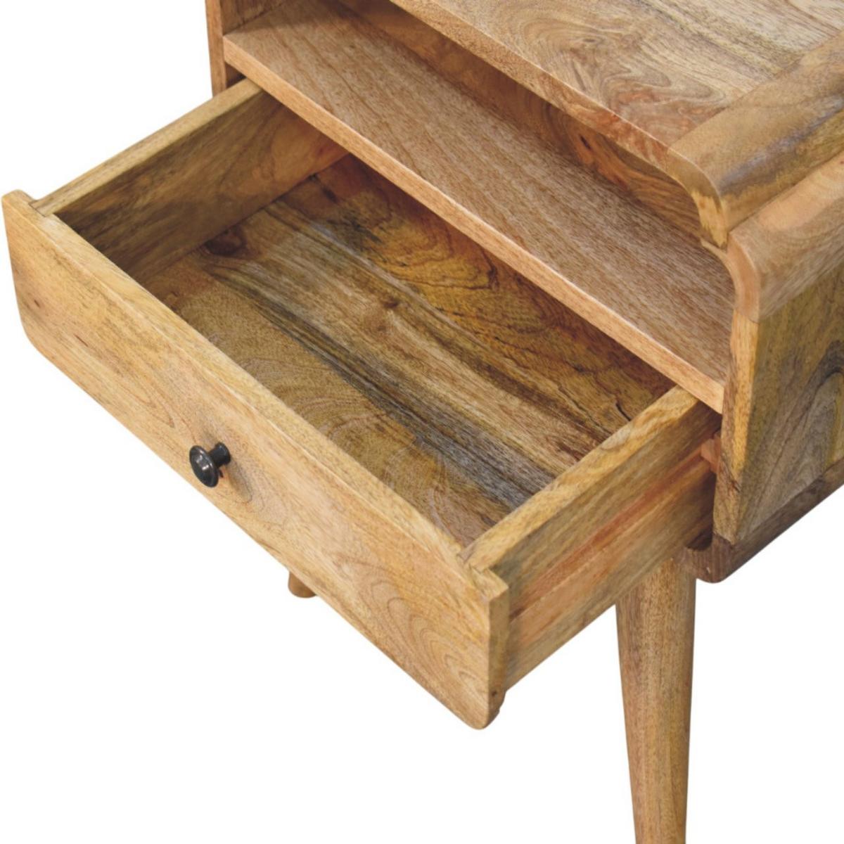 NACHTKASTEN Newton Eichenoptik, 1 Schublade und Offenes Regal, Beige - Beige/Messingfarben, Holz/Metall (45/55/35cm) - Artisan Furniture