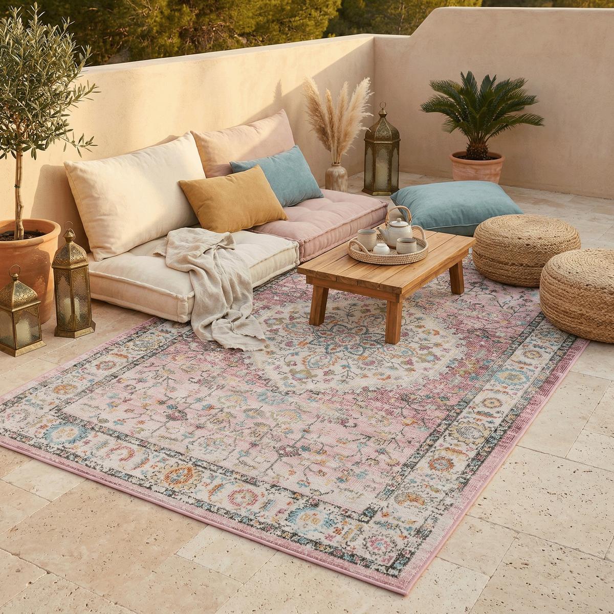 INDOOR OUTDOOR TEPPICH LAGOS VINTAGE - Rosa, Textil (140/200cm) - Pergamon