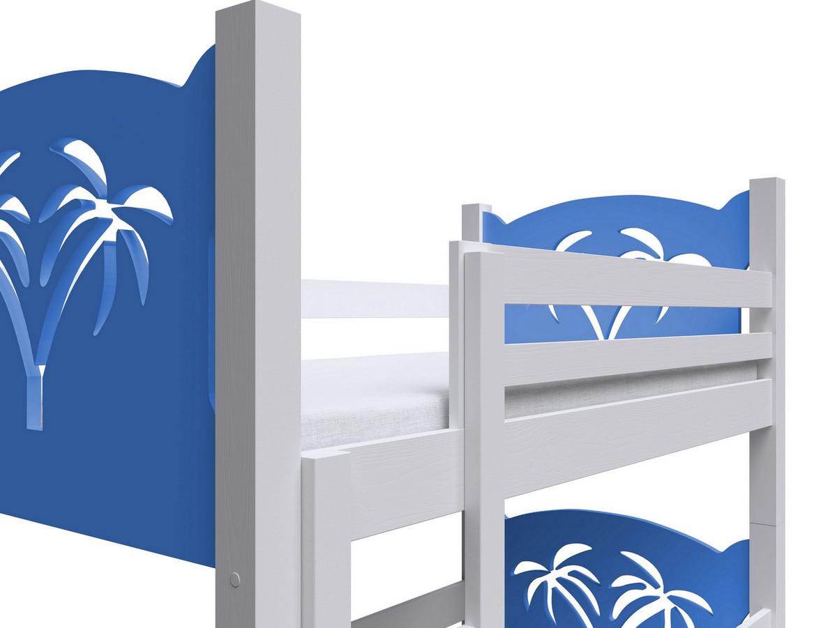 ETAGENBETT LEONE mit Bettkasten 80x180 cm Weiß - Blau/Weiß, Holz (80/180cm) - MASSENO
