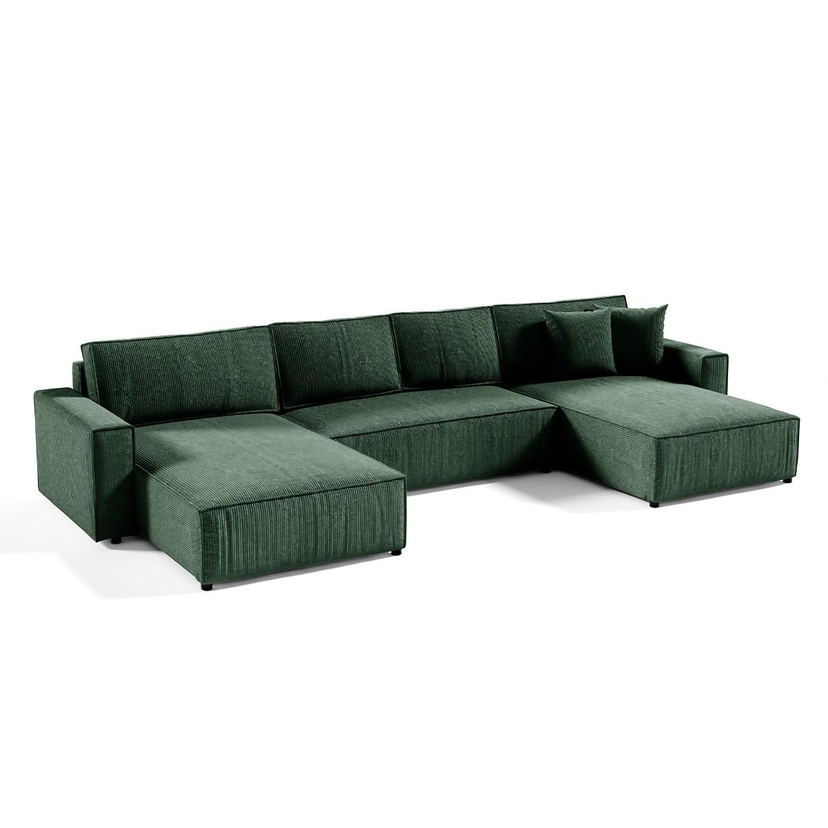 PANORAMASOFA Isaac 5 Sitzplätze Tannengrün - Grün, Holzwerkstoff (398/85/185cm) - Petits-meubles