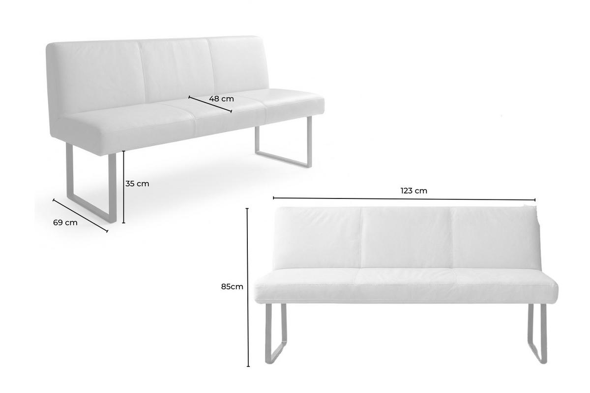 ESSZIMMERBANK ELEEN Anthrazit Leder - Anthrazit, Leder (123/85/69cm) - KAWOLA