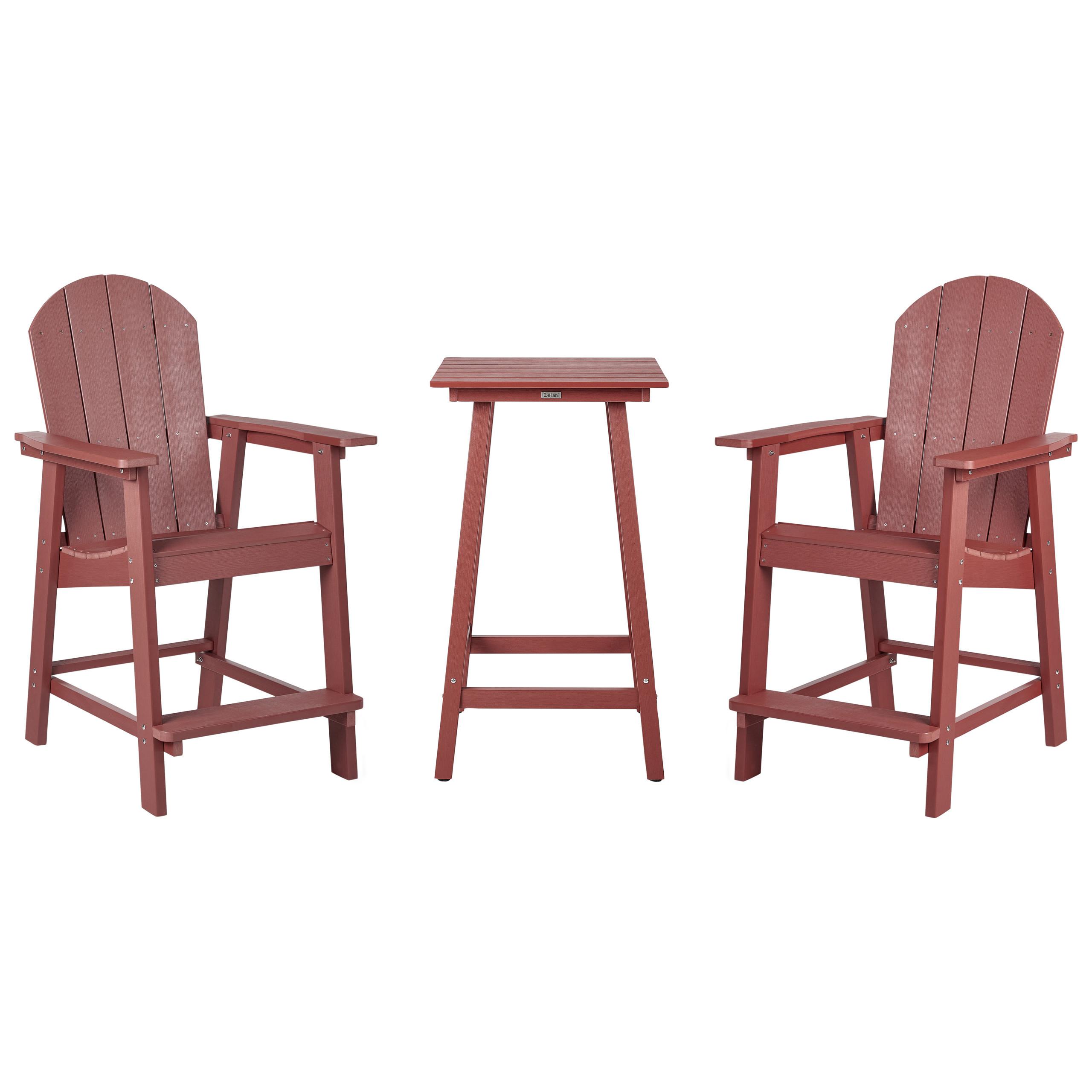BISTRO-SET 2-Sitzer Rot Adirondack - Rot, Kunststoff - Beliani