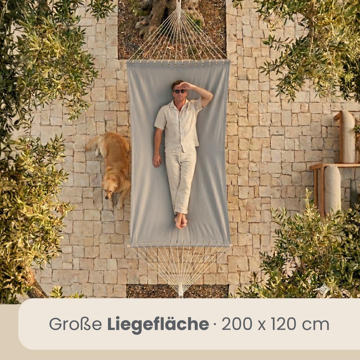 XXL-HÄNGEMATTE für 2 Personen bis 150kg, 200/120 cm, Grau - Grau, Textil (120/2.5/200cm) - Amanka